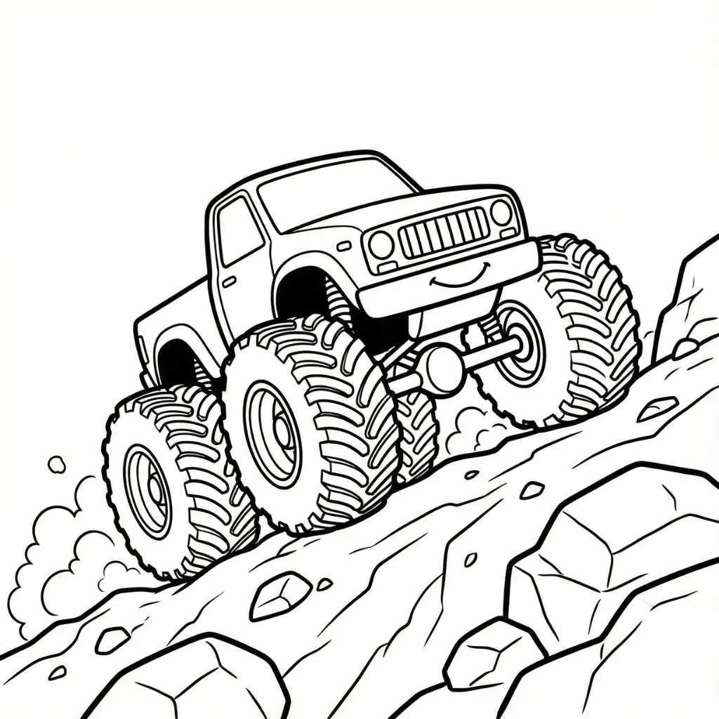 Camión Monstruo 4 para colorear para niños para imprimir