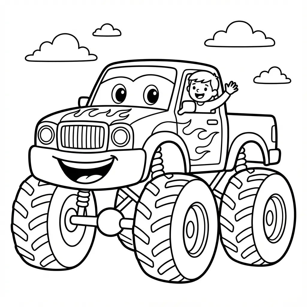 Camión Monstruo 5 para colorear para imprimir para niño de 6 años