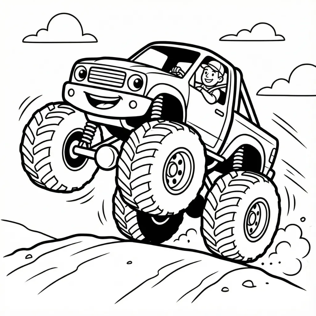 Camión Monstruo 7 para colorear para niños para imprimir