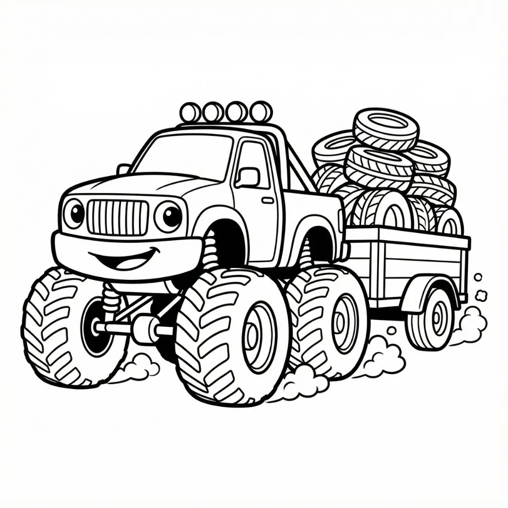 Camión Monstruo 8 para colorear para niño de 5 años