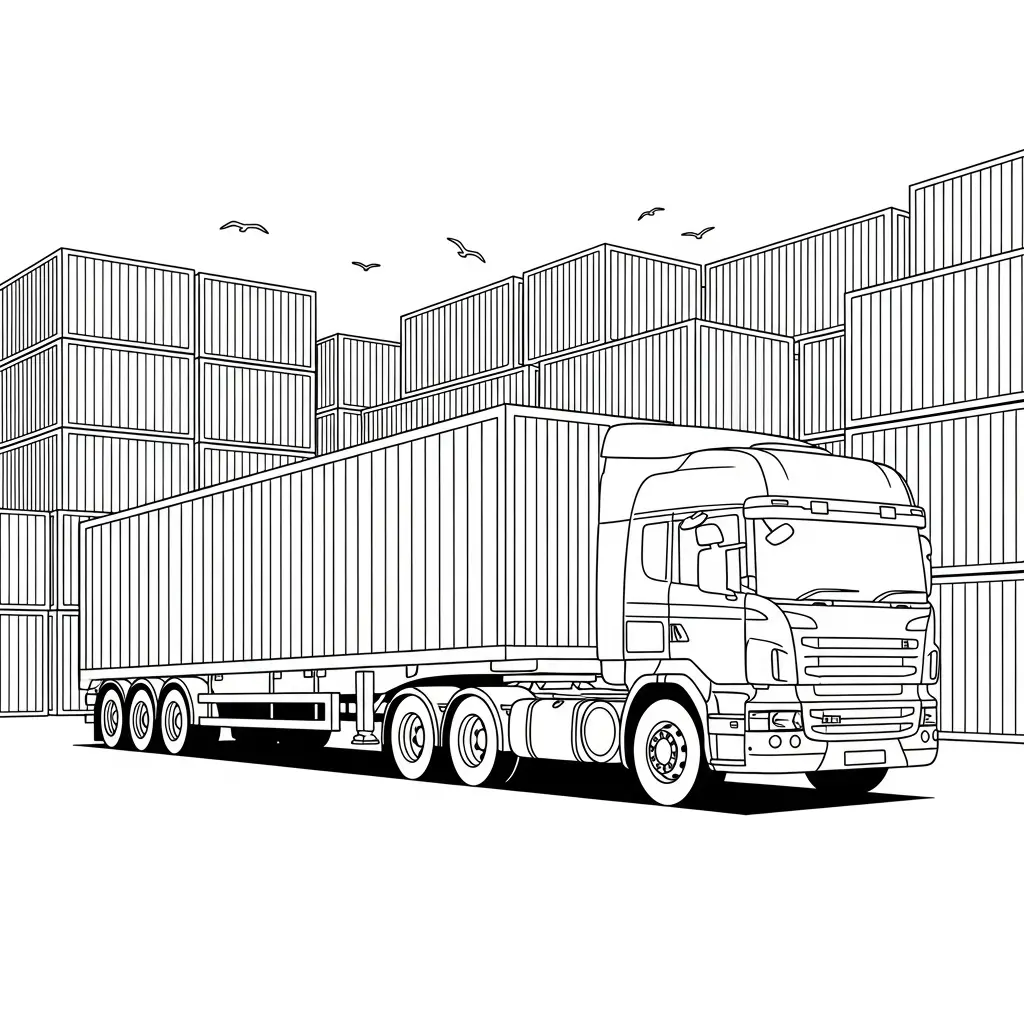 imagen para colorear Camiones niño