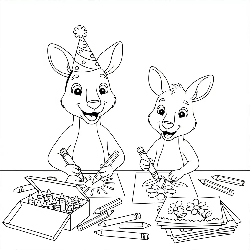 imprimir Canguros para colorear para niño