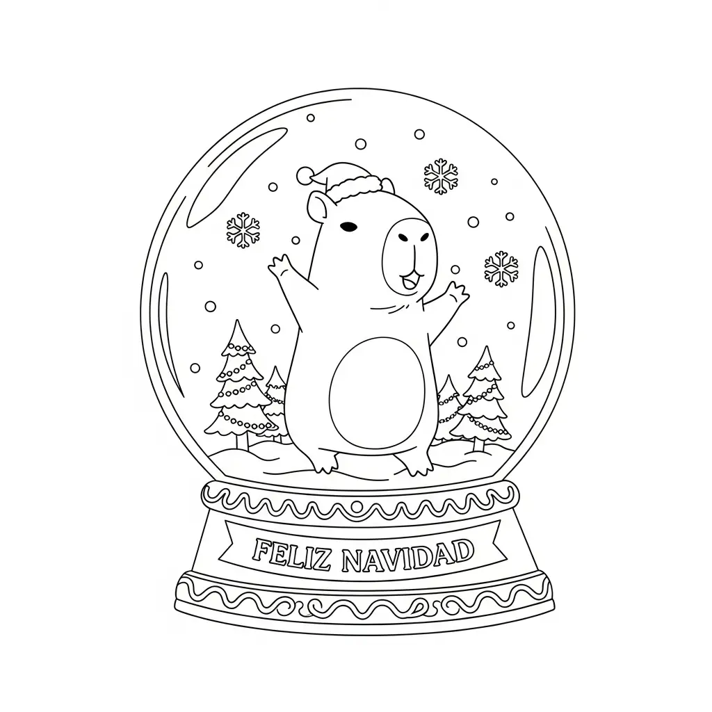 Capibara de Navidad para colorear para imprimir para niño de 2 años