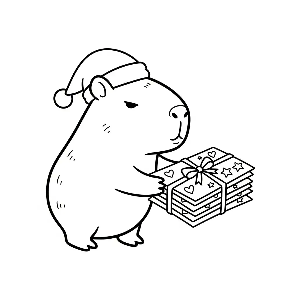 Capibara de Navidad para colorear para imprimir pdf gratis