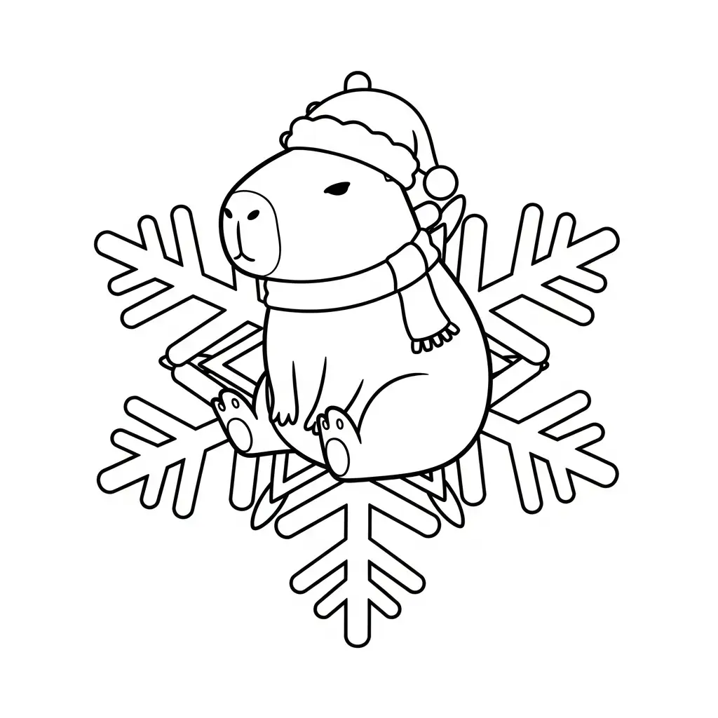 Capibara de Navidad para colorear para niño gratis