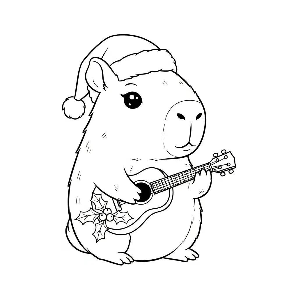 Capibara de Navidad para colorear en línea gratis