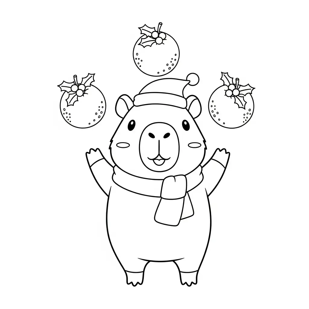Capibara de Navidad para colorear para niño gratis 1