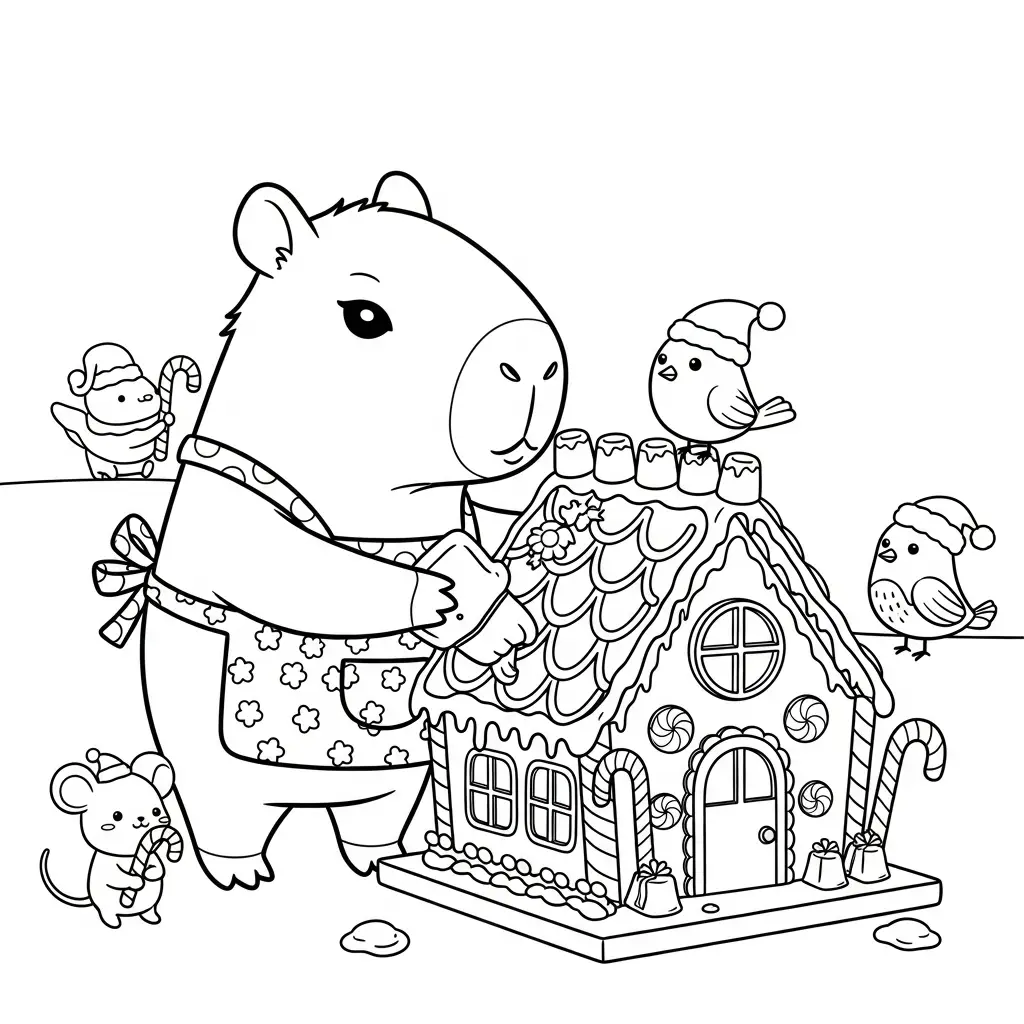 para imprimir Capibara de Navidad para colorear gratis