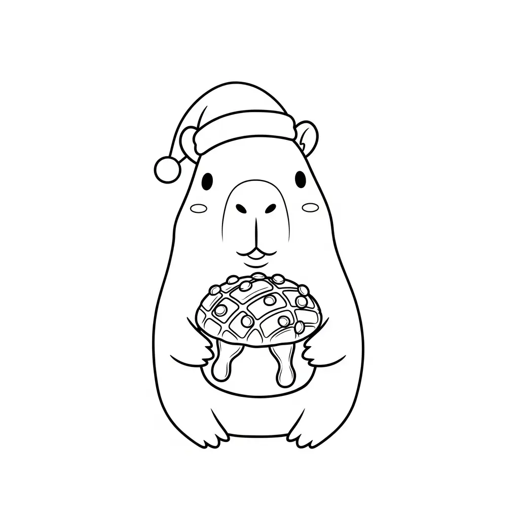 Capibara de Navidad para colorear para imprimir pdf gratis 1