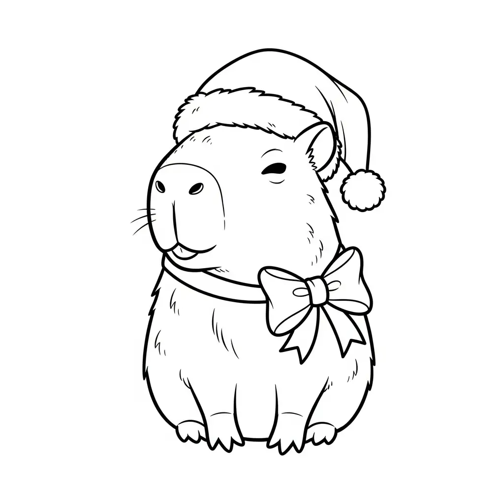 Capibara de Navidad para colorear en línea para niño