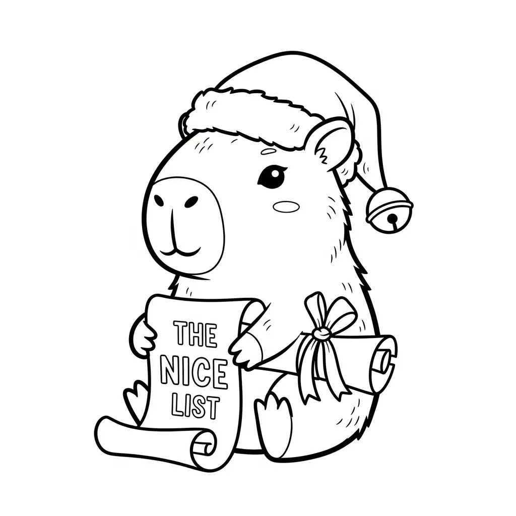 Capibara de Navidad para colorear para niño de 7 años