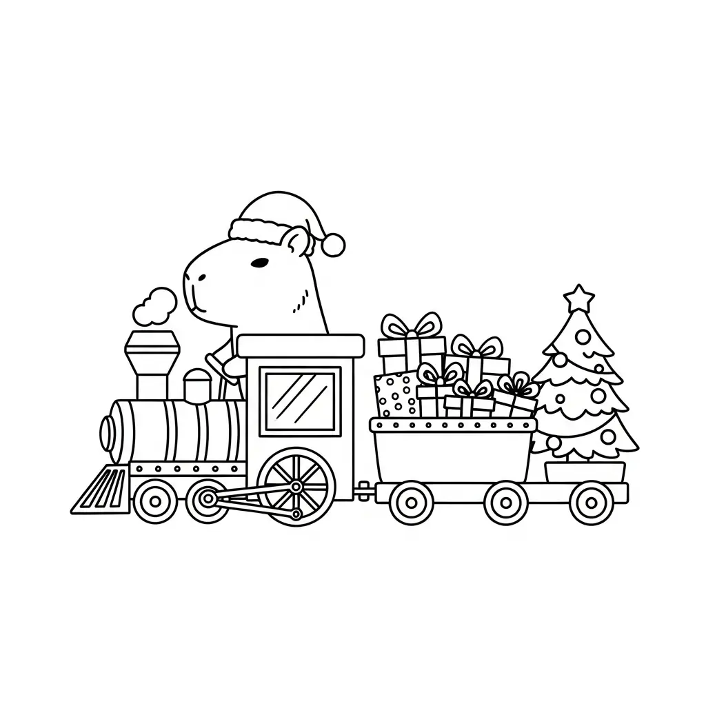 Capibara de Navidad para colorear para niño de 2 años