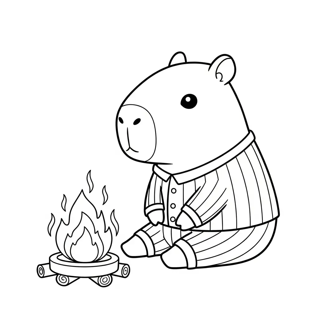 Capibara de Navidad para colorear para niños para imprimir 1