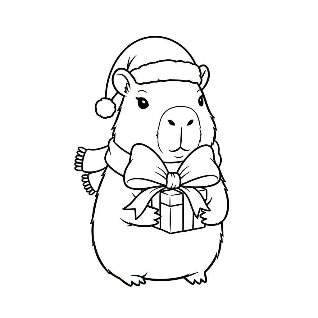 Capibara de Navidad para dibujar en línea