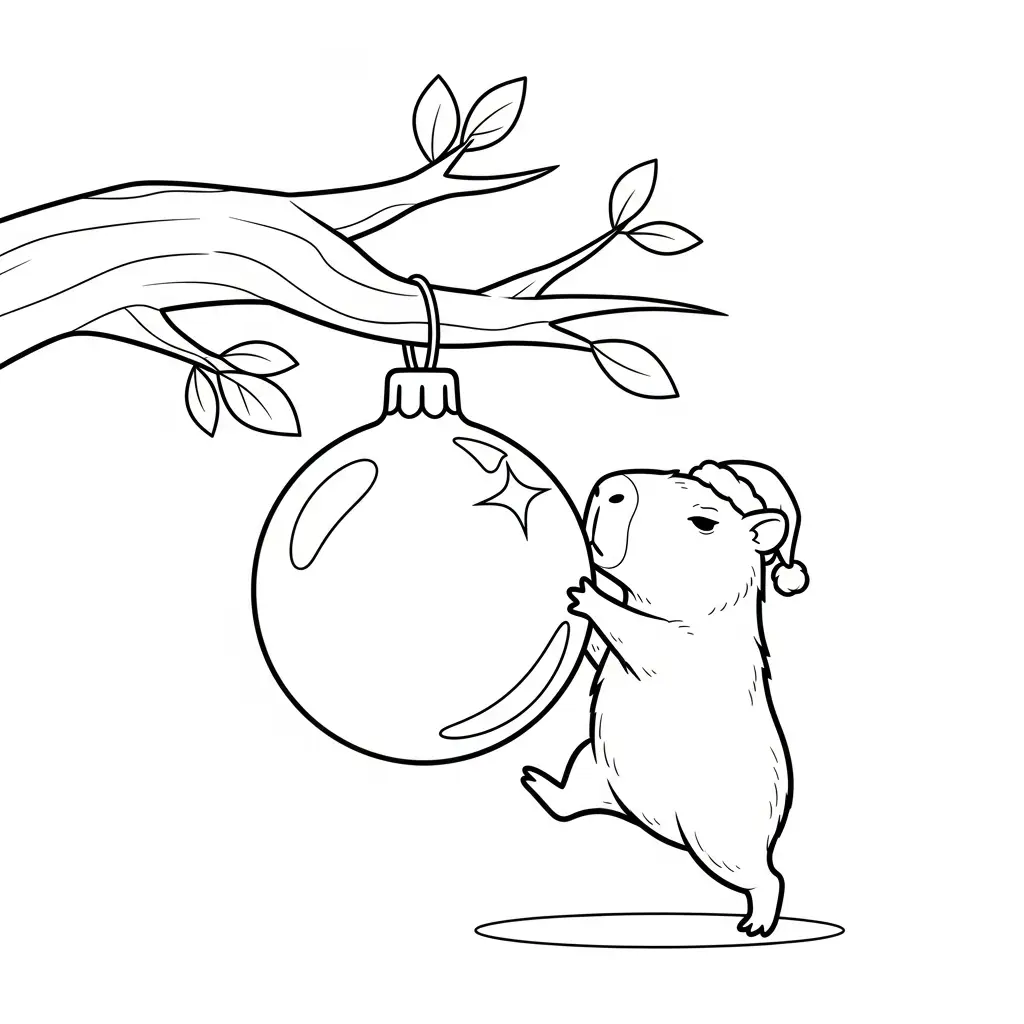 Capibara de Navidad para colorear para imprimir para niños
