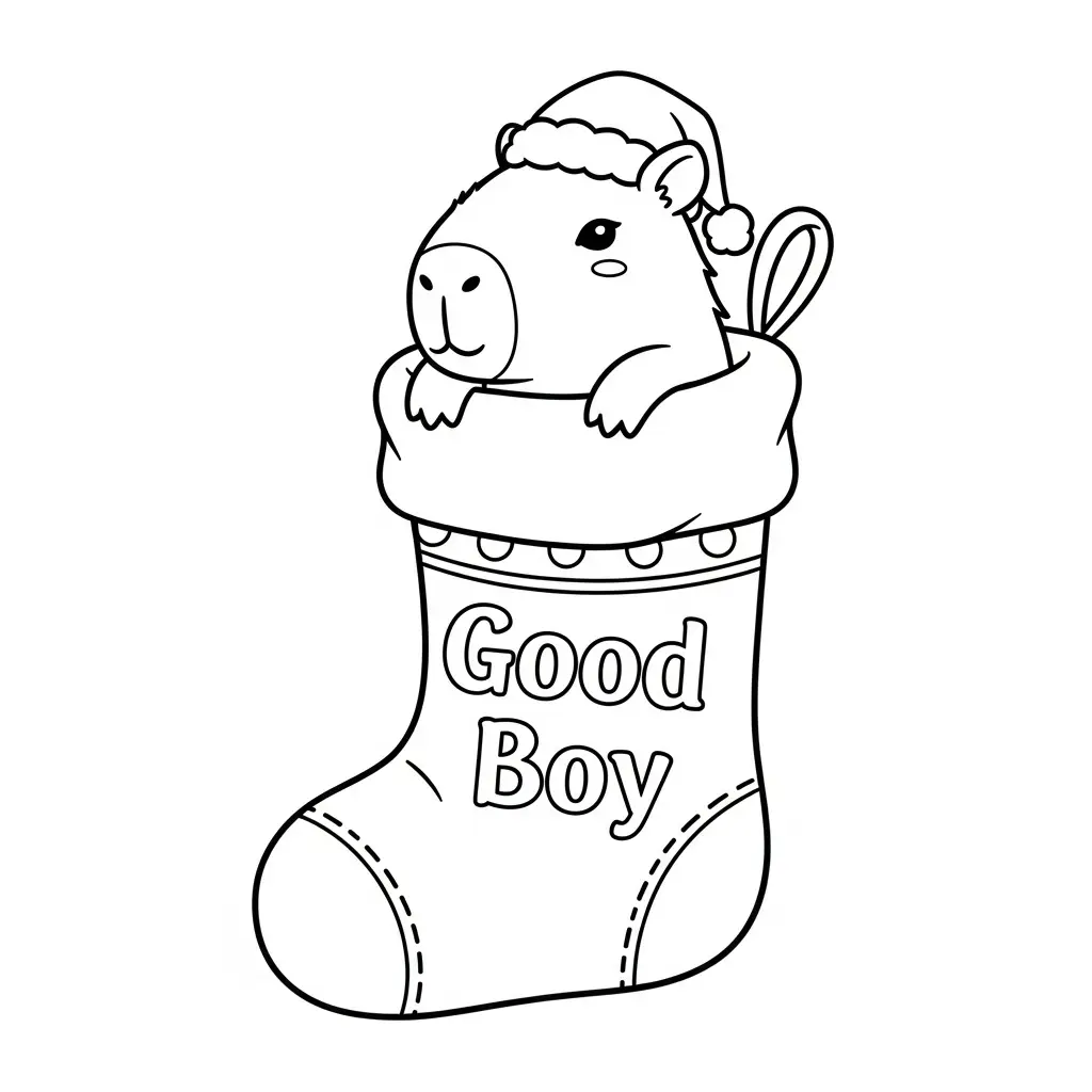 imprimir Capibara de Navidad para colorear gratis