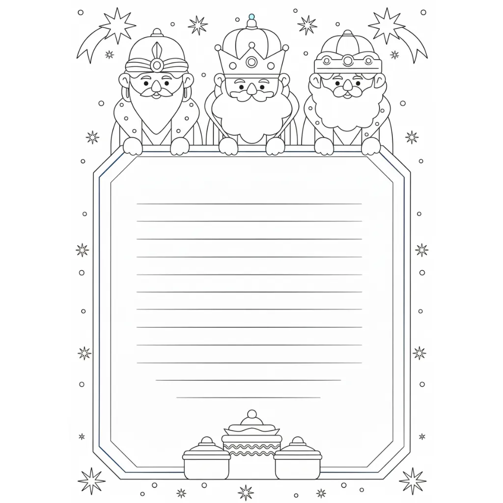 Carta Reyes Magos 10 para colorear gratis para niños
