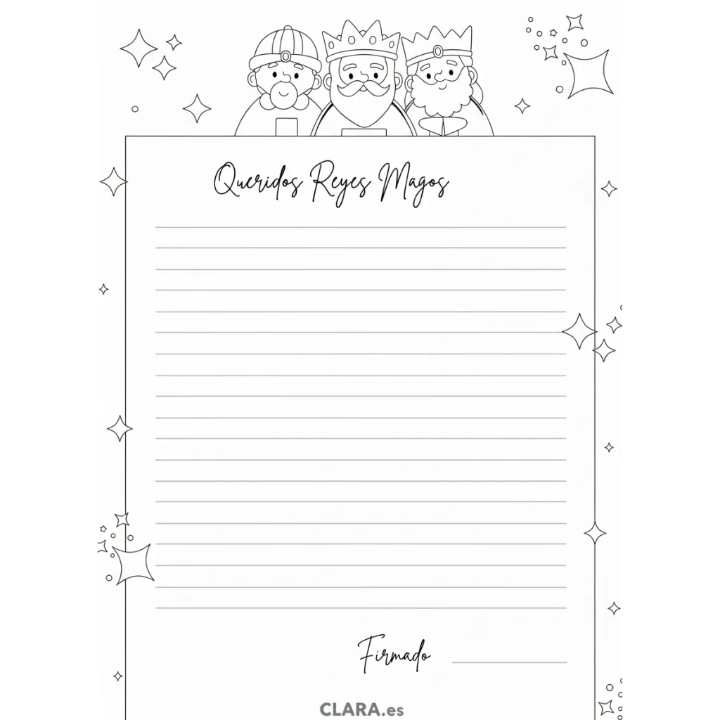 Carta Reyes Magos 14 para colorear y dibujos