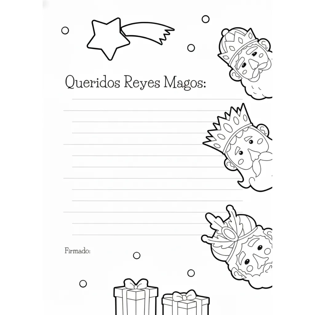 Carta Reyes Magos 19 para colorear para niño de 2 años