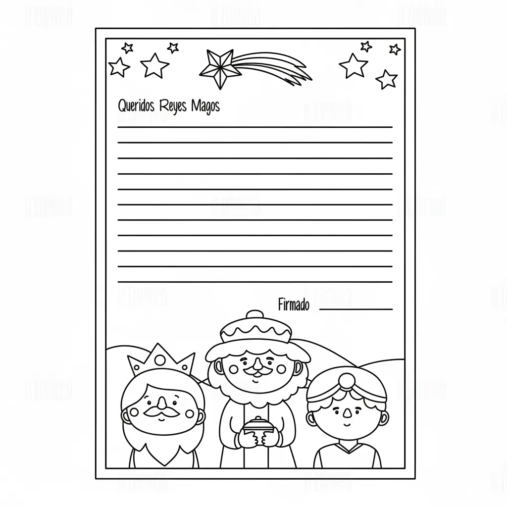 Carta Reyes Magos 22 para colorear en línea
