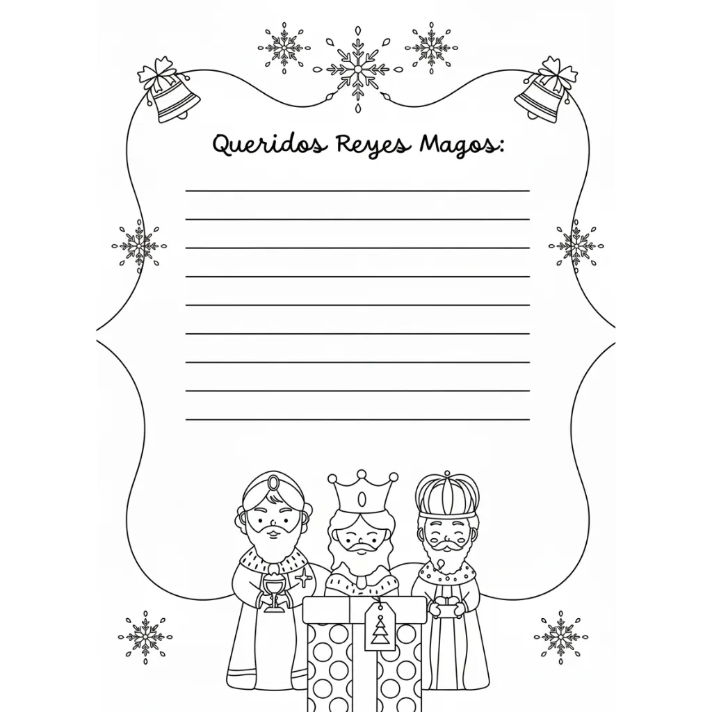 Carta Reyes Magos 3 para colorear en línea