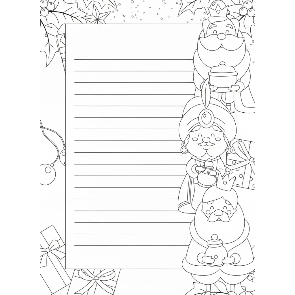 Carta Reyes Magos 4 para colorear y recortar para imprimir