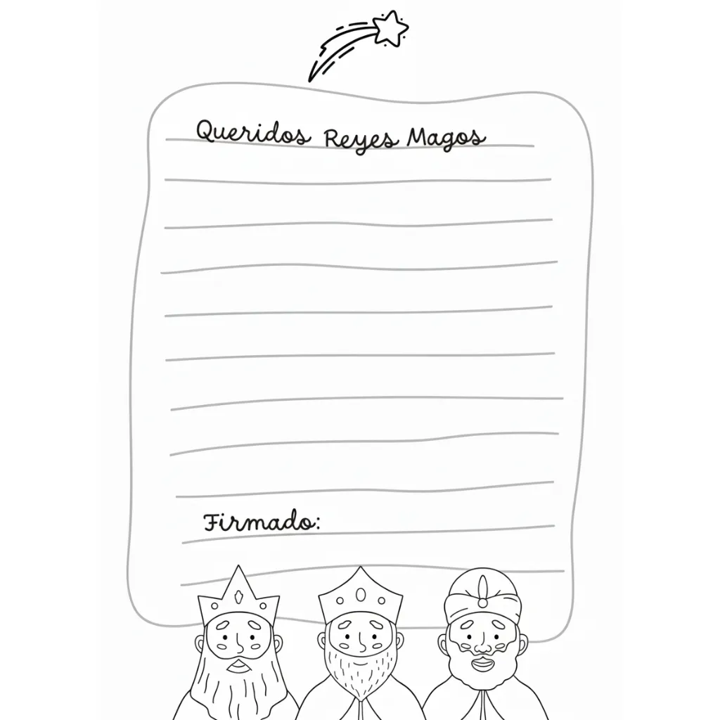 Carta Reyes Magos 9 para colorear para imprimir para niño de 8 años