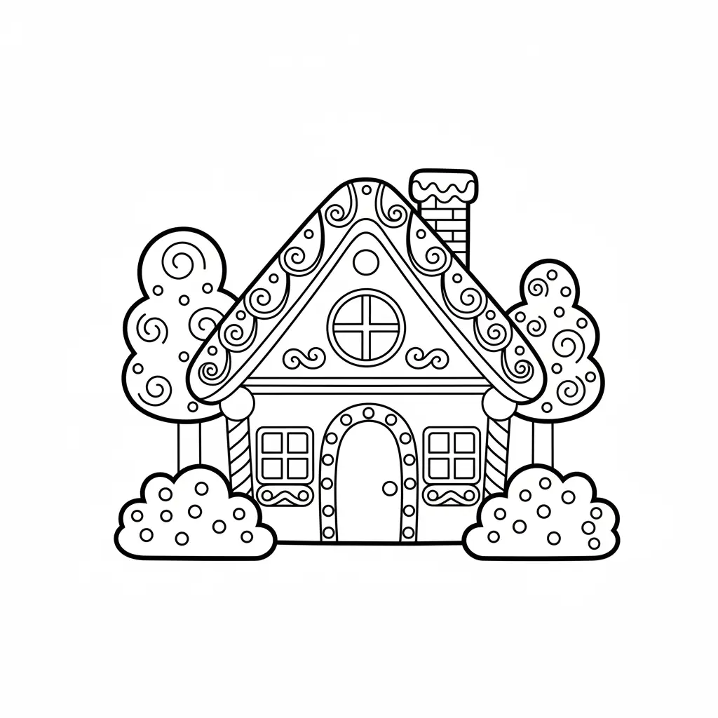 Casa de Jengibre para colorear para niño de 6 años
