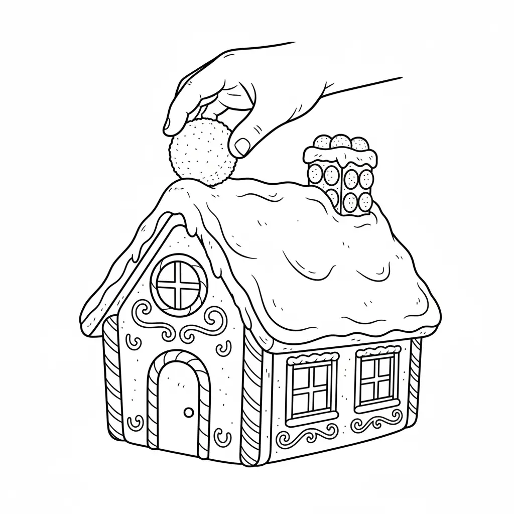 Casa de Jengibre para colorear para imprimir kawaii