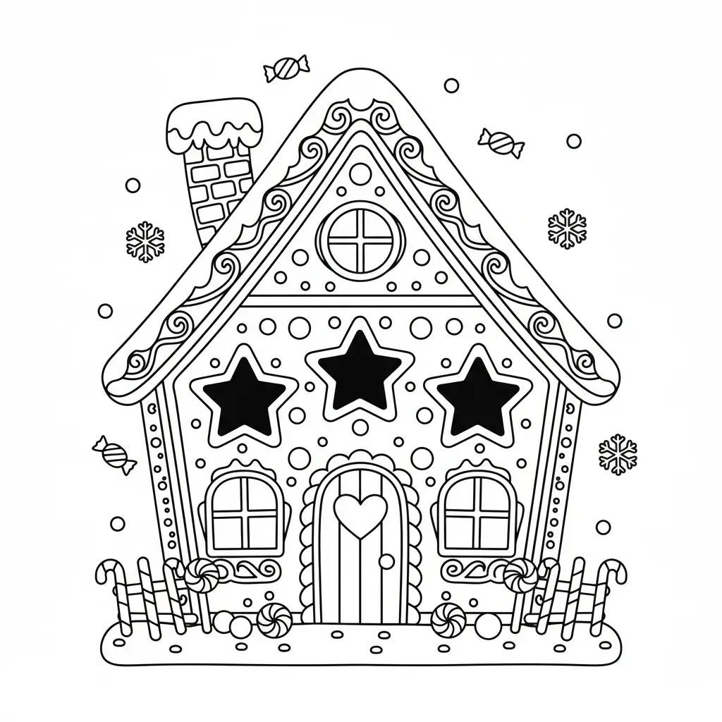 Casa de Jengibre para colorear para imprimir 1