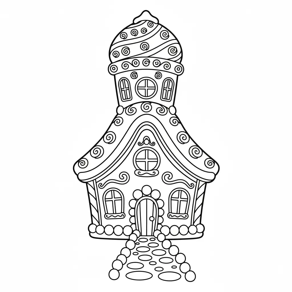 Casa de Jengibre para colorear y recortar para imprimir gratis