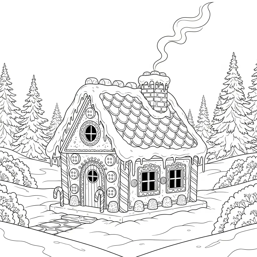 Casa de Jengibre para colorear y dibujos