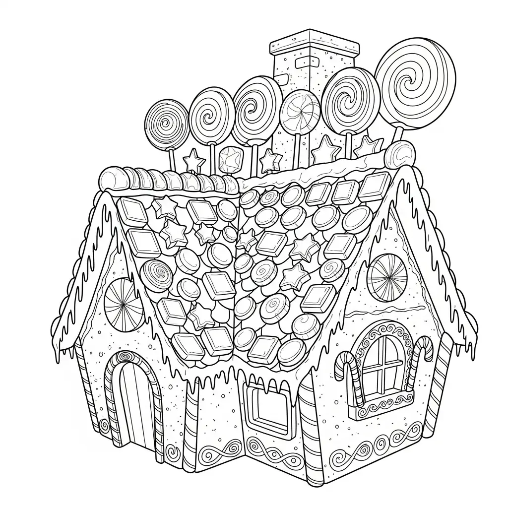 Casa de Jengibre para colorear para niños para descargar 1