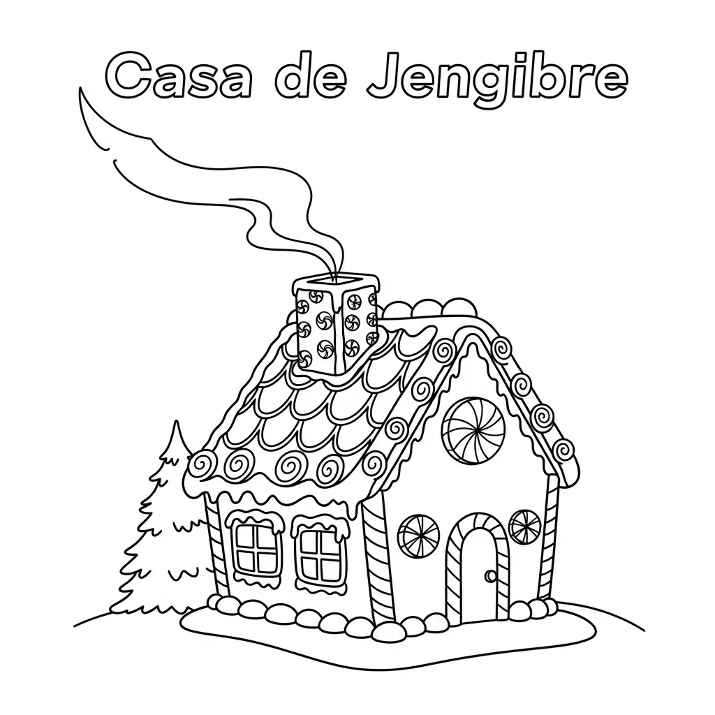 Casa de Jengibre para colorear para niños para imprimir