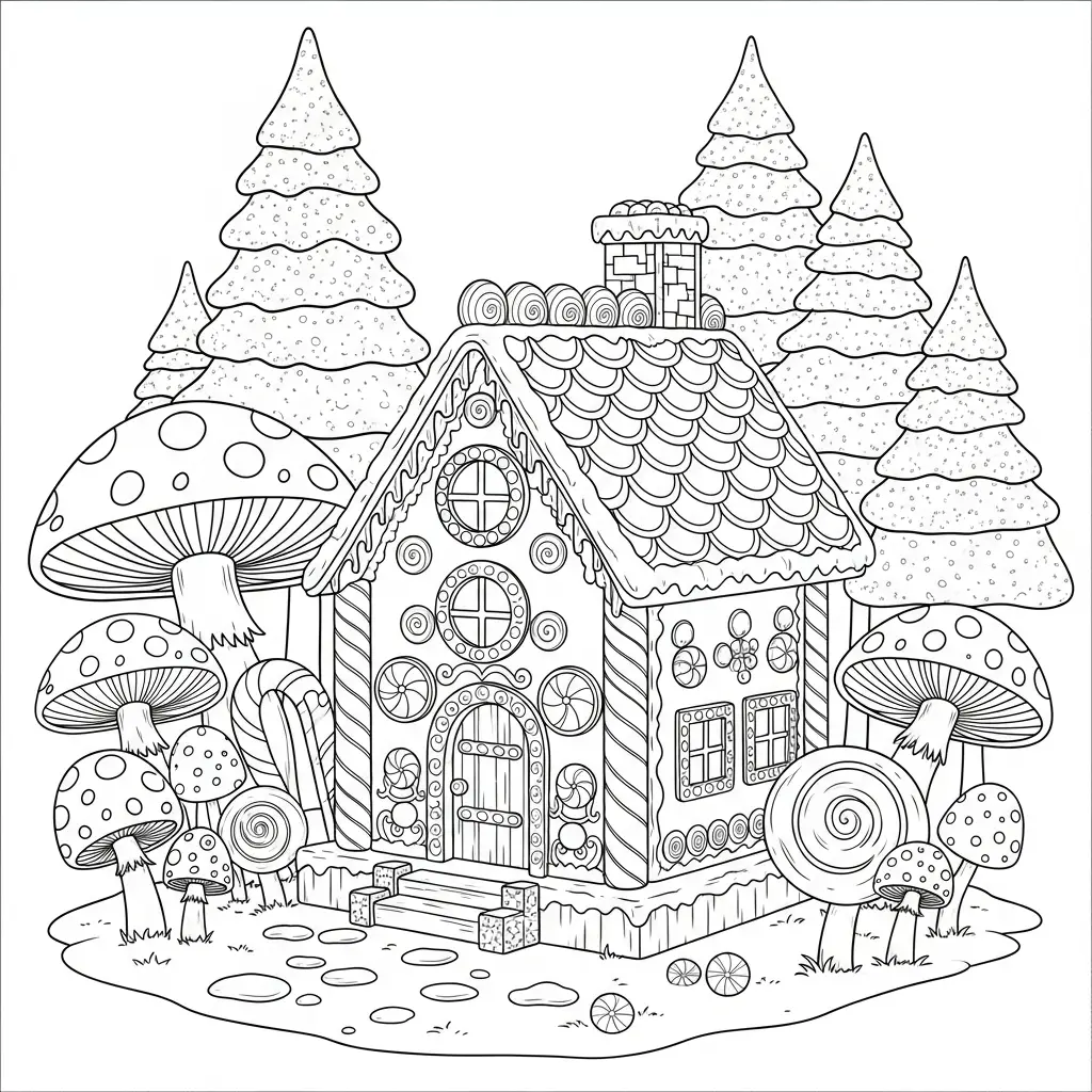 Casa de Jengibre para colorear para imprimir gratis