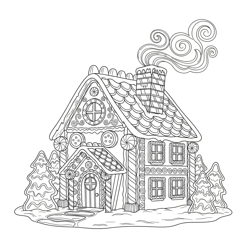Casa de Jengibre para colorear para niño de 4 años 1