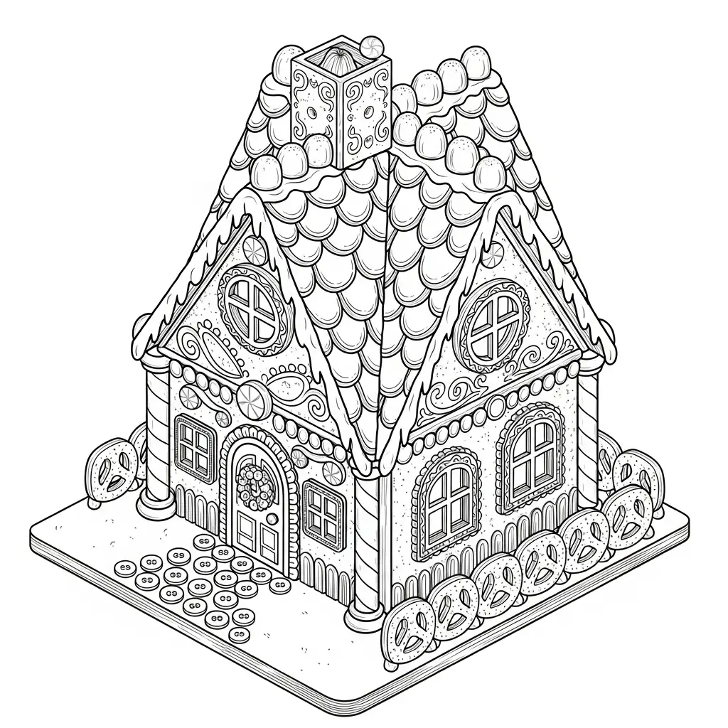 Casa de Jengibre para colorear para niño gratis