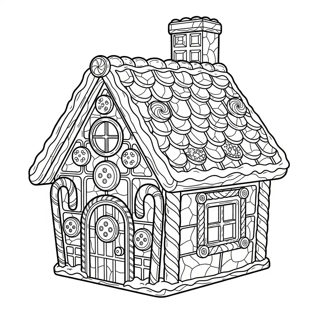 Casa de Jengibre para colorear y recortar 1
