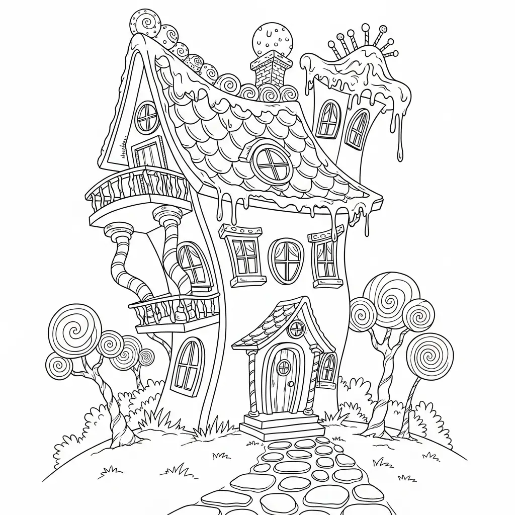 Casa de Jengibre para colorear para niño gratis 1