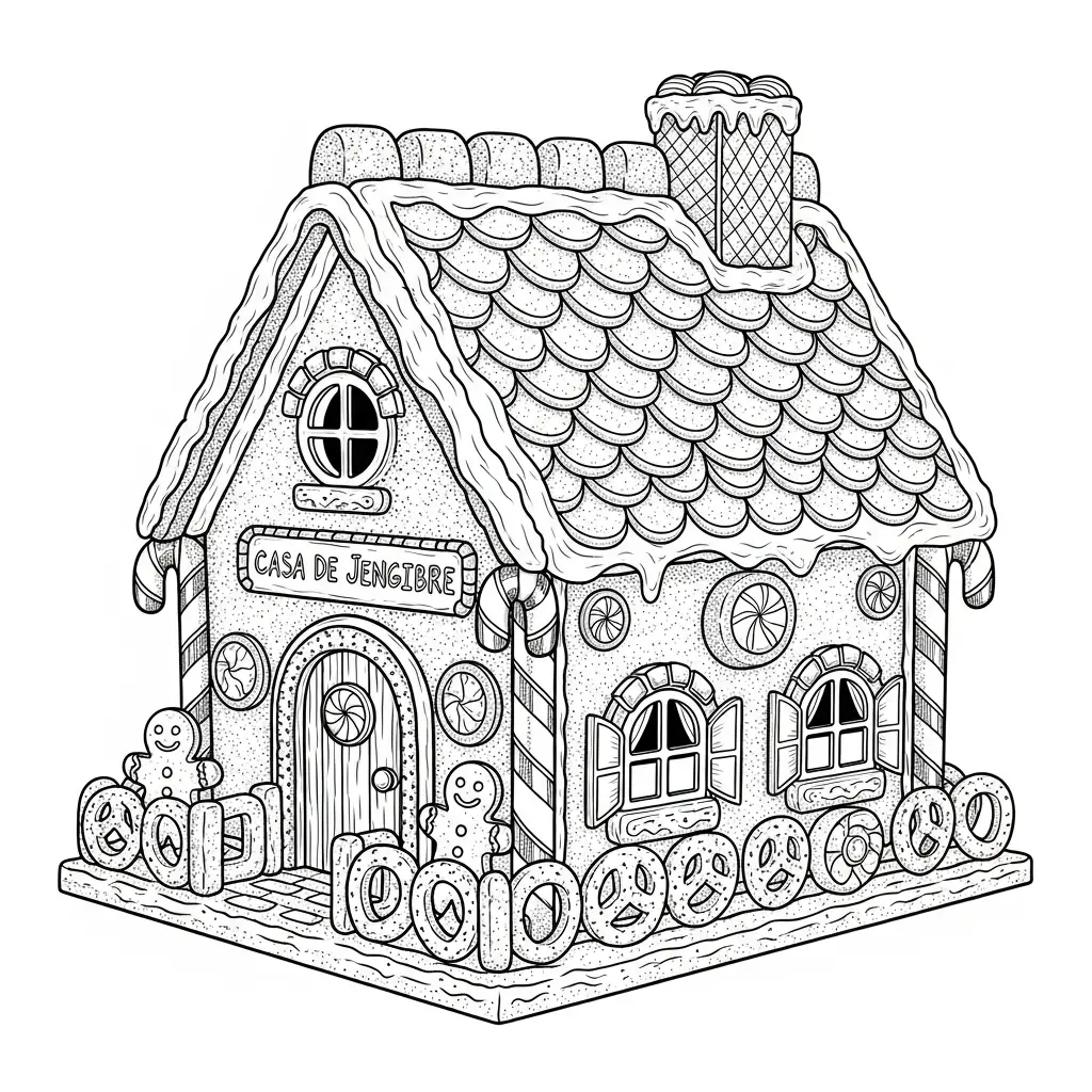 Casa de Jengibre para colorear para imprimir para niño de 9 años 1