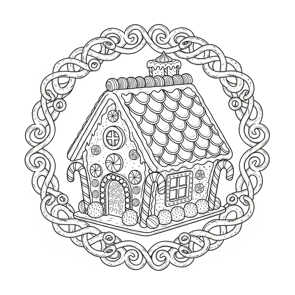 Casa de Jengibre para colorear para imprimir 2