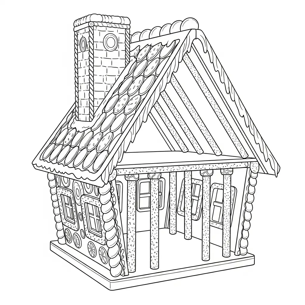Casa de Jengibre para colorear para imprimir para niño de 3 años