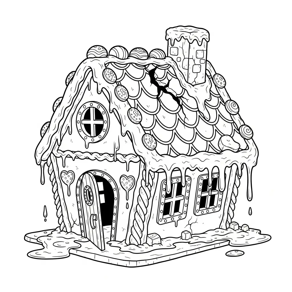 Casa de Jengibre para colorear para niños para imprimir gratis