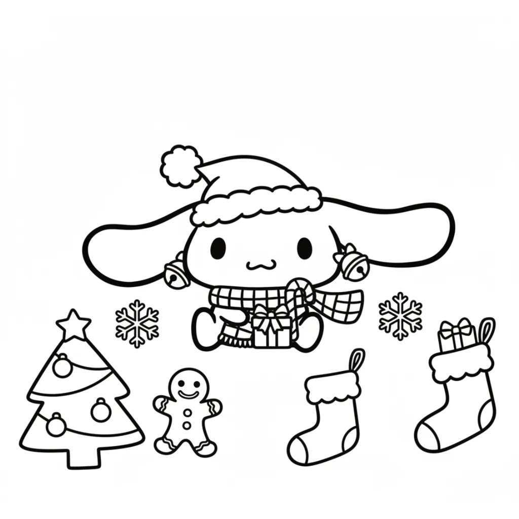 Cinnamoroll de Navidad 12 para colorear para niño para imprimir gratis