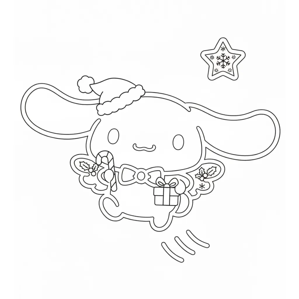 Cinnamoroll de Navidad 13 para colorear para niño para imprimir