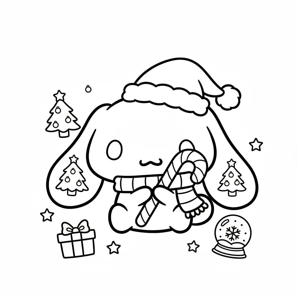 Cinnamoroll de Navidad 15 para colorear para imprimir pdf