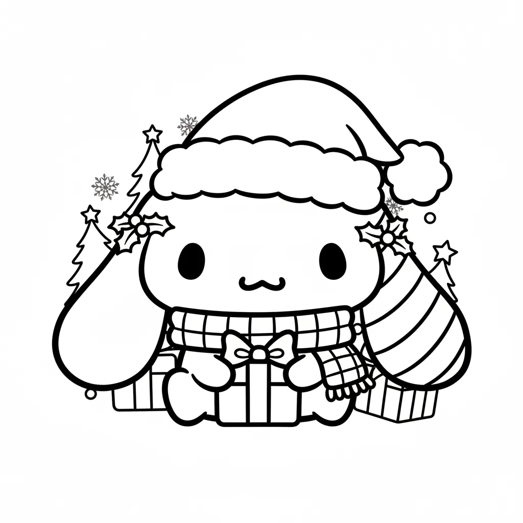 Cinnamoroll de Navidad 17 de niño para colorear para imprimir