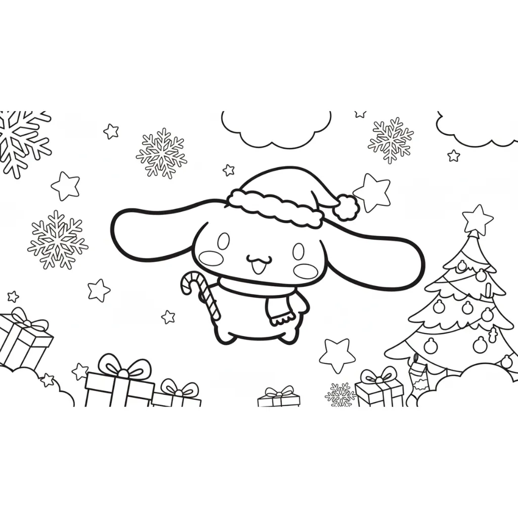 Cinnamoroll de Navidad 18 para colorear para imprimir para niño de 2 años