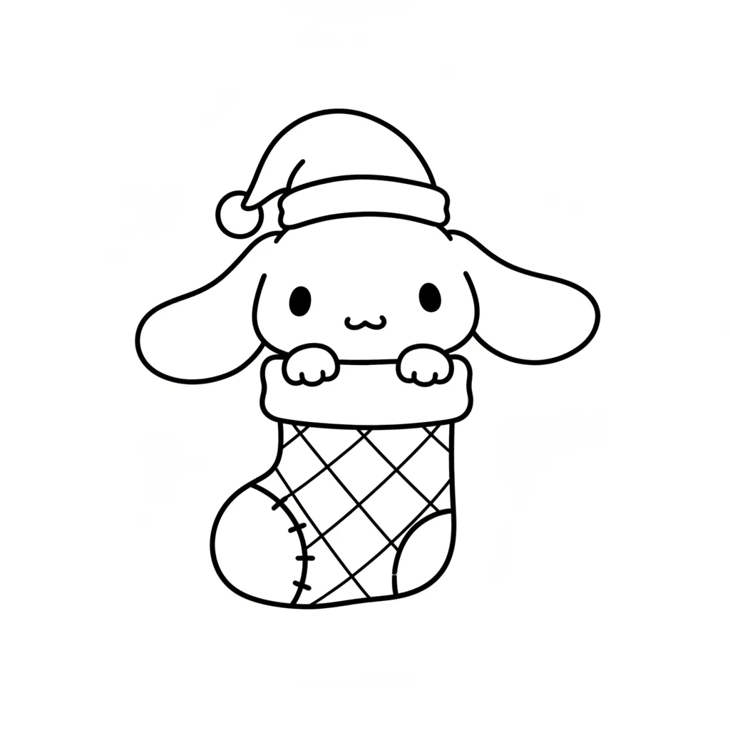 Cinnamoroll de Navidad 5 para colorear para imprimir kawaii