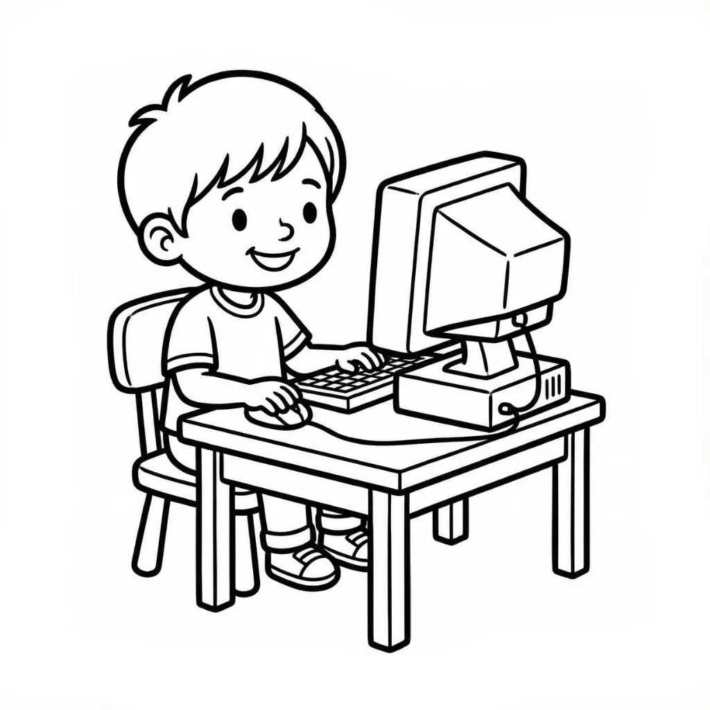 Computadora 20 para colorear educativo para niño